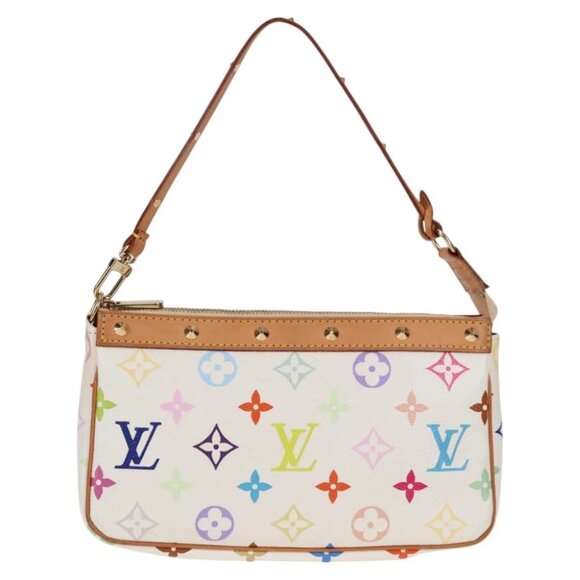 LOUIS VUITTON Multicolor Pochette Accessoires Pouch White M92649 Auth 128866V - Picture 1 of 15